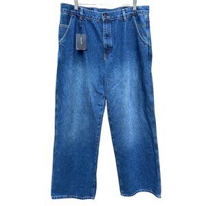 NWT Massimo Dutti Womens High Waist Wide-Leg Denim Jeans Mid-Blue 42 EU / 10 USA